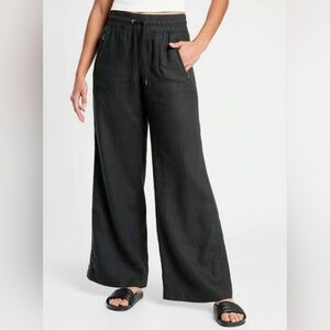 Athleta Cabo Linen Wide Leg Pants Black Womens 4 Minimalist